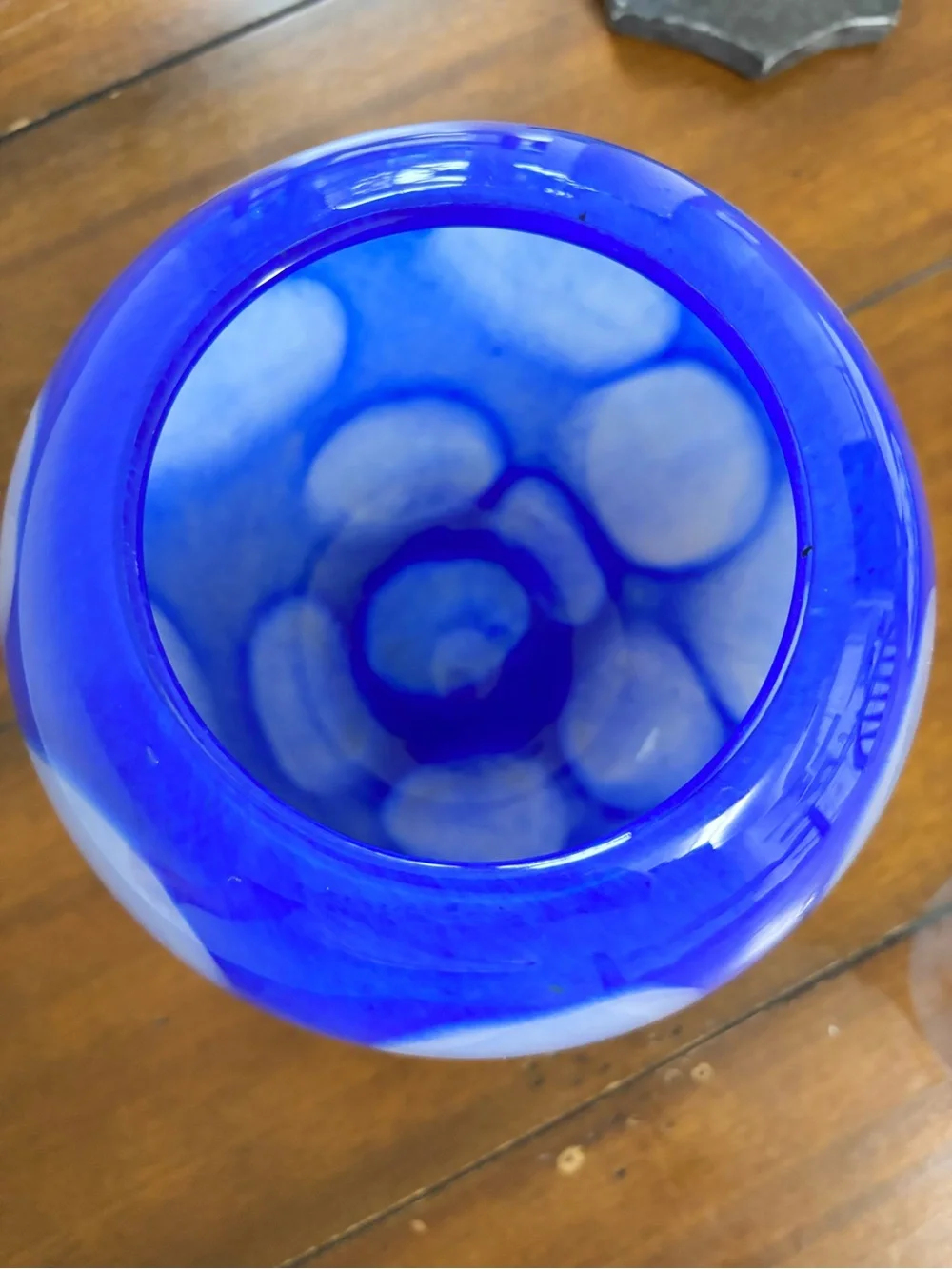 Handblown Blue White  Glass Vase